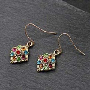 Gold Boho Colorful Gemstone Earrings